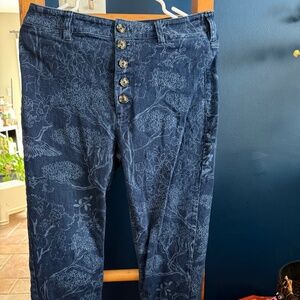 Pilcro and the Letterpress Floral Pront Dark Wash Jeans Sz 29